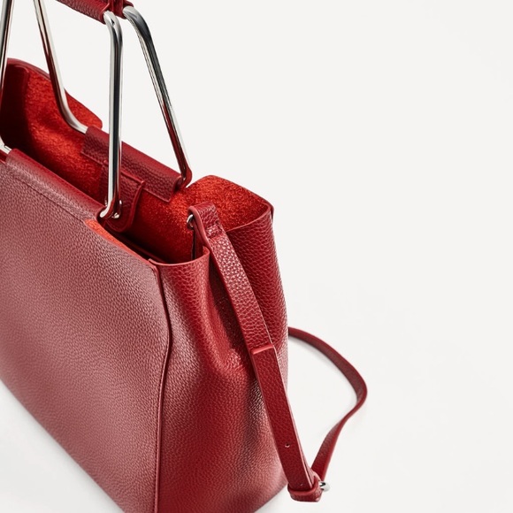 Zara Handbags - ZARA SOFT TOTE BAG WITH METALLIC HANDLE